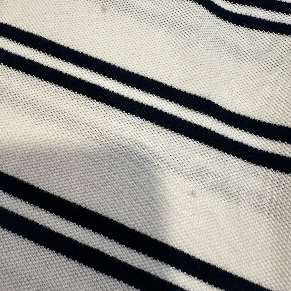 POLO RALPH LAUREN SzXXL Pique white/ navy striped Cotton Polo Short Sleeve Shirt
